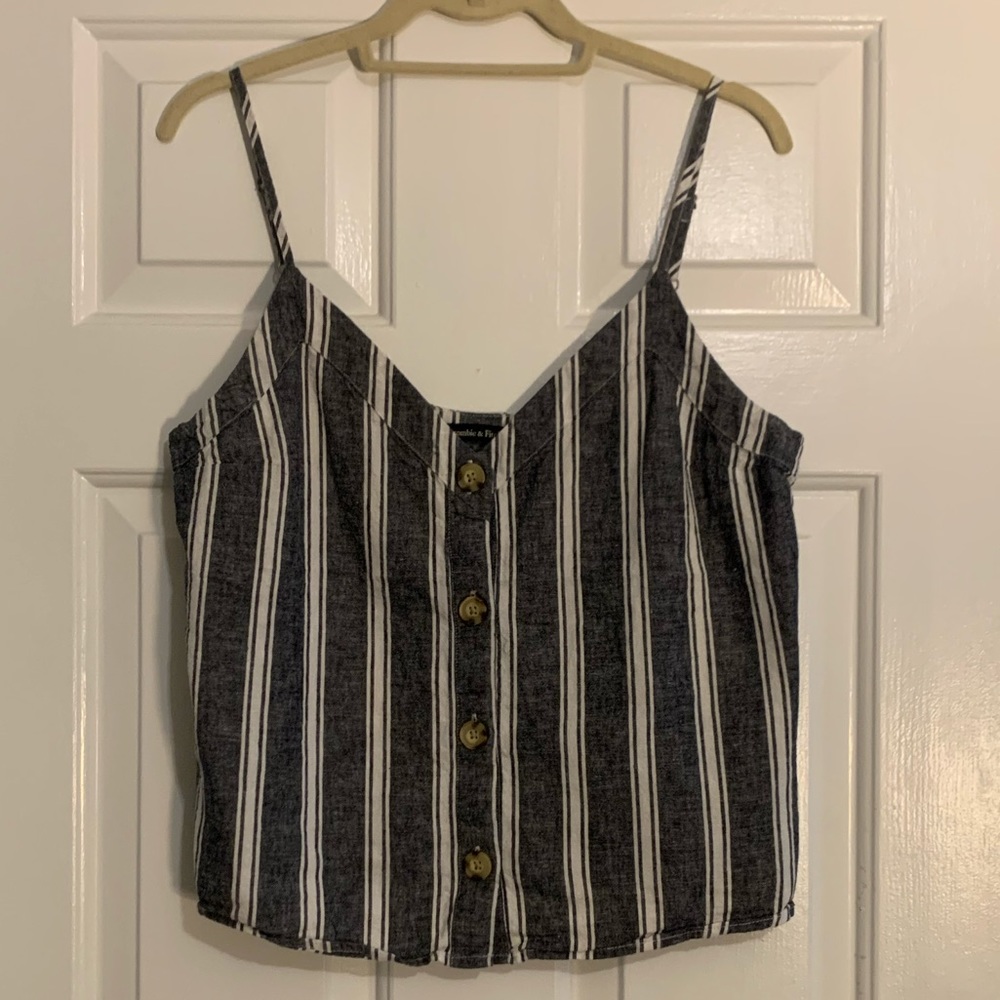 Blue and white A&F tank